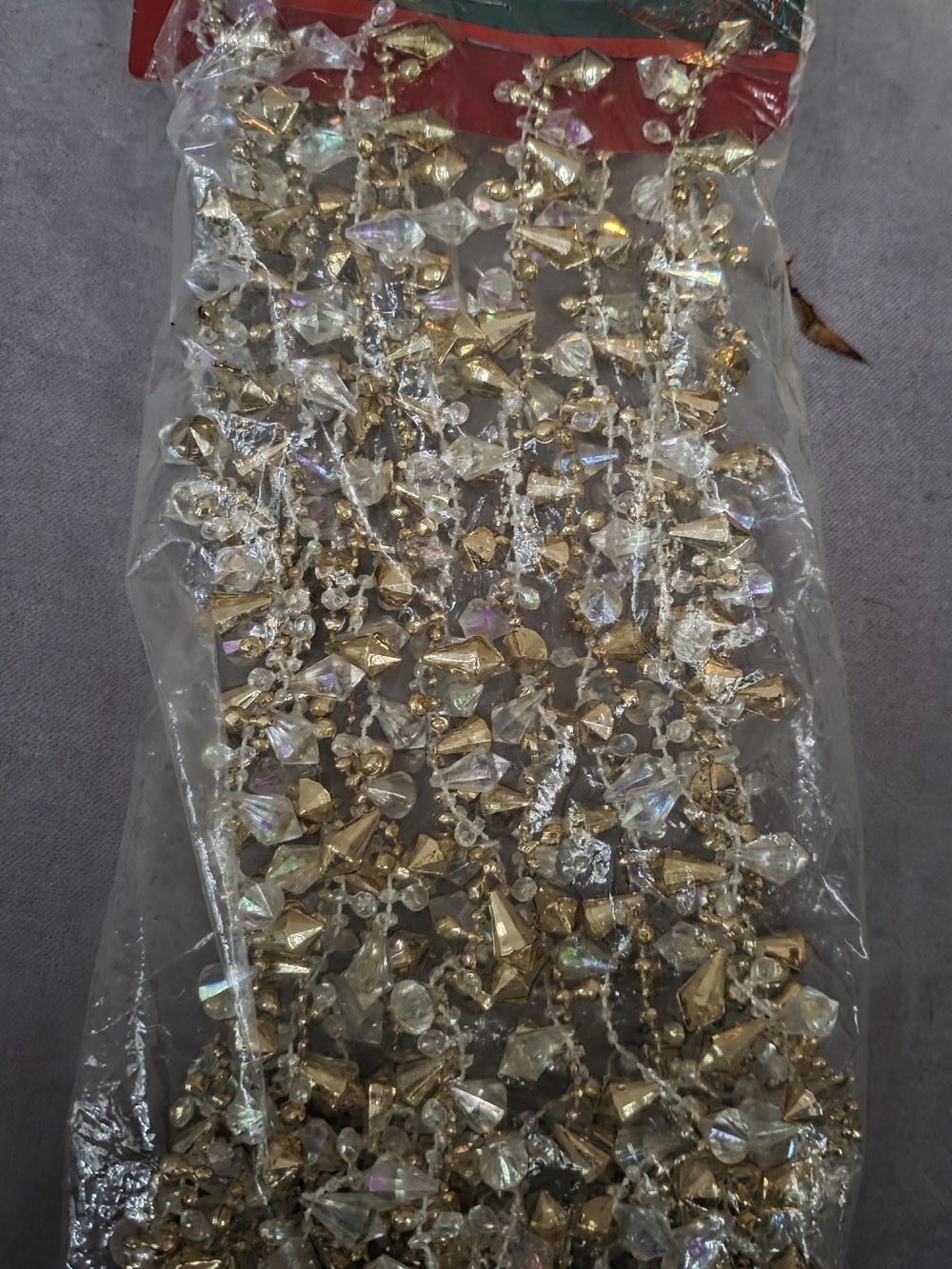 1 Kurt S. ADLER garland 9" ' Iridescent Clear Crystal Beaded Holidays P